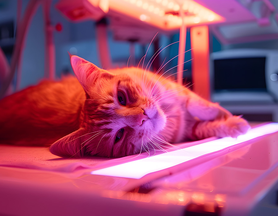 Cat getting laser therapy treatment